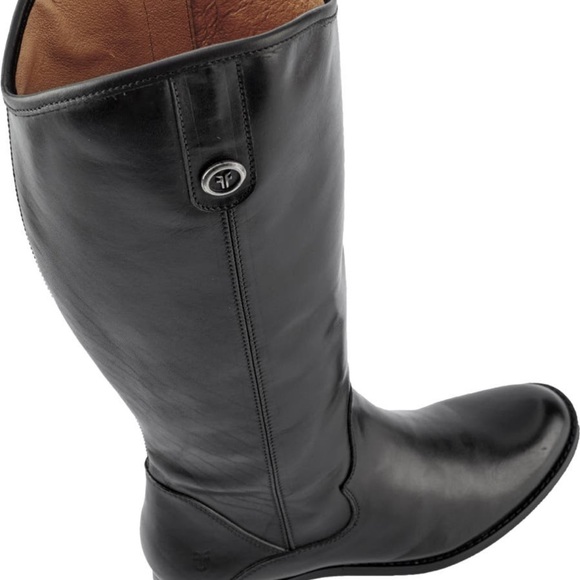 Frye Black Leather Knee-High Melissa Button Boots with Box - Picture 7 of 9